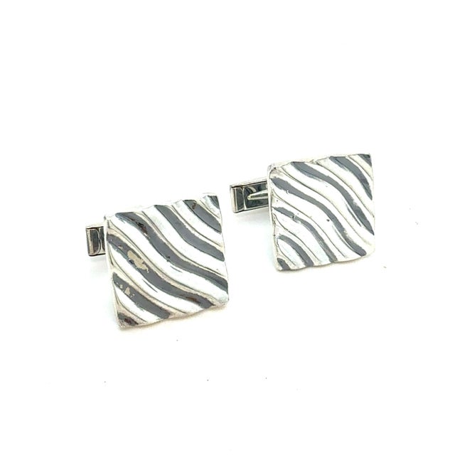 1990s 1990s Pair of Tiffany & Co Estate Cufflinks Sterling Silver For Sale - Image 5 of 7