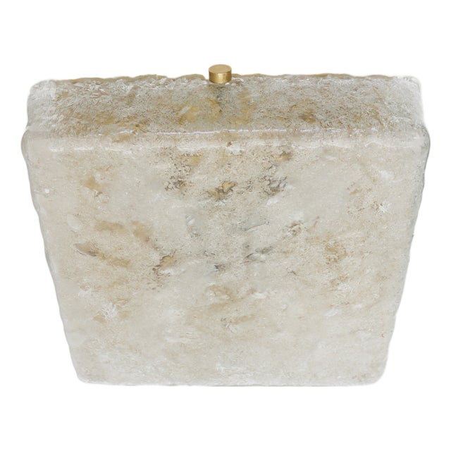 Mid-Century Ice Glass and Brass Ceiling Lamp from Hillebrand Lighting, 1960s For Sale