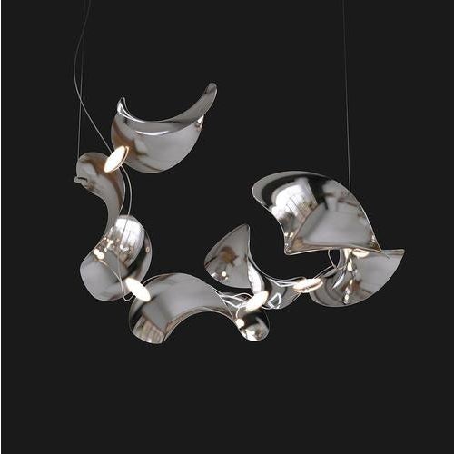 Contemporary Dune 6 Spiral Chandelier in Aluminum with Silver Anodized Finish by Moss Objects For Sale - Image 3 of 17