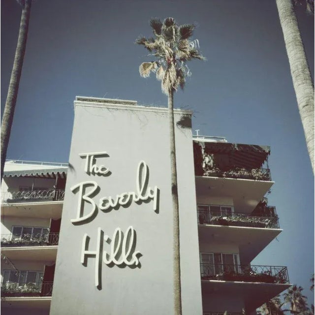 Beverly Hills Hotel 1957 The sign on the side of the Beverly Hills Hotel on Sunset Boulevard in California, 1957. Slim...