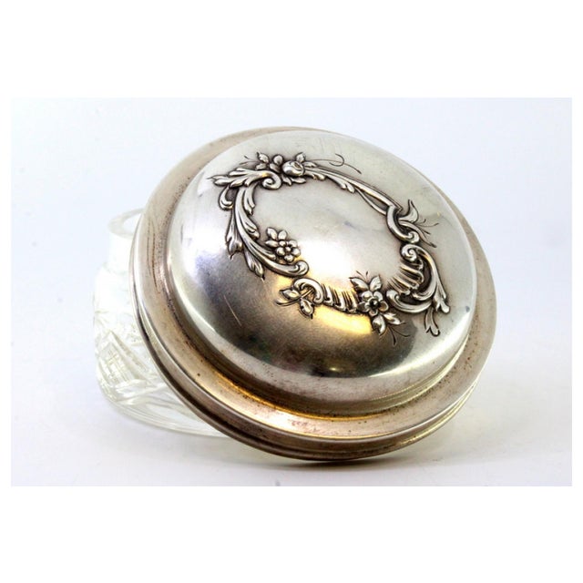 Cut Glass Box with Silver-Embossed Lid and Monogram Card For Sale - Image 3 of 8