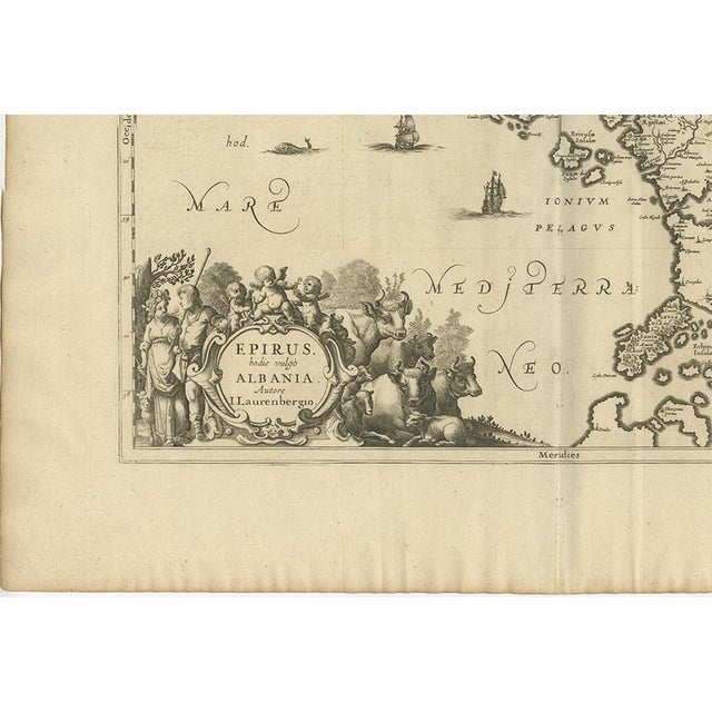 Antique Map of Epirus Albania by J. Janssonius, 1650 For Sale - Image 3 of 10
