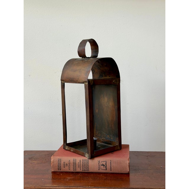 Antique Copper + Tin Lantern Candle Holder For Sale - Image 4 of 10