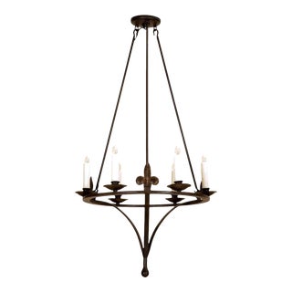 Spanish Colonial Wrought Iron Six Light Chandelier by Randy Esada For Sale