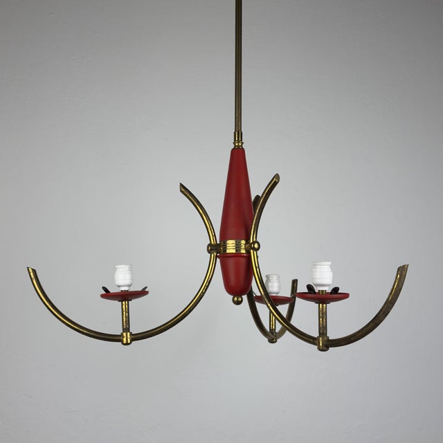 Metal Mid-Century Chandelier from Stilnovo, Italy, 1940s-1950s For Sale - Image 7 of 18