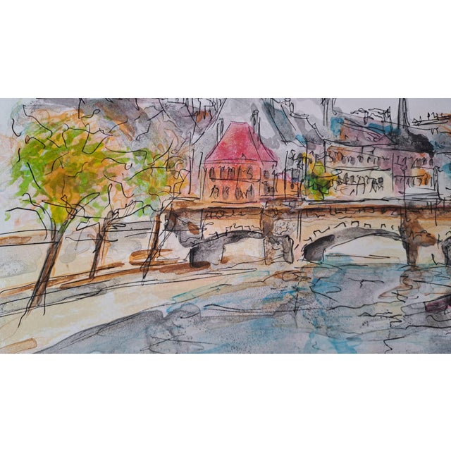 Urbain Huchet, The Seine and Notre Dame, Lithograph For Sale - Image 4 of 7
