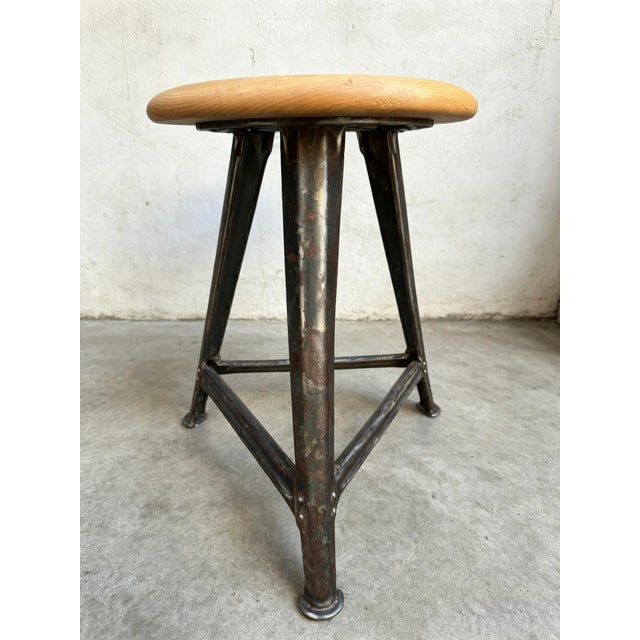 Bauhaus Industrial Work Stool from Rowac, 1930s For Sale - Image 3 of 10