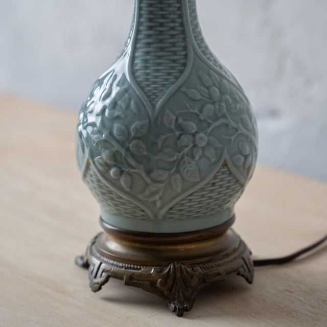 Late 19th Century French Celadon Table Lamp With Bronze Mounts, c.1880 For Sale - Image 5 of 7