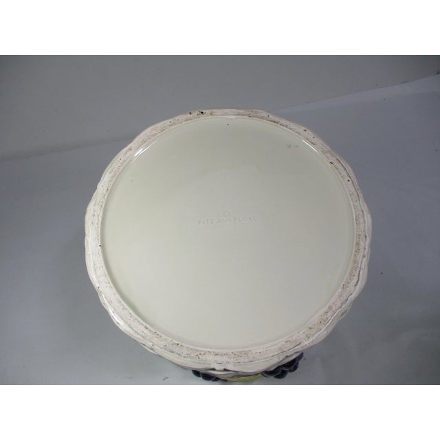 Ceramic Large Fitz & Floyd White Ceramic Woven Basket With Grapes For Sale - Image 7 of 8