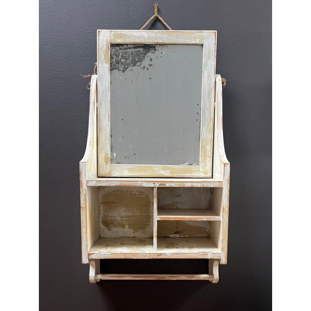 Antique Farmhouse Hanging Mirror Medicine Shelf With Towel Rack
