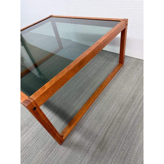 1960s Mid 20th Century Teak + Smoked Glass Coffee Table For Sale - Image 5 of 12