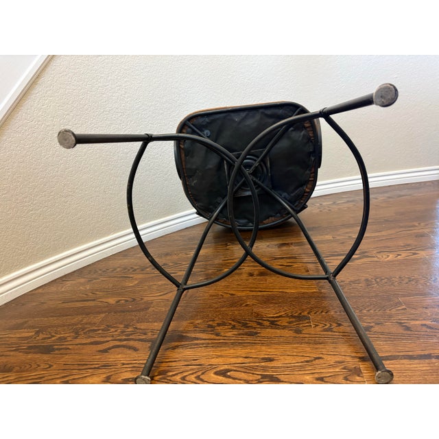 Arhaus Obra 32” Swivel Wrought Iron Bar Stools in Distressed Bronze – Pair For Sale - Image 10 of 12