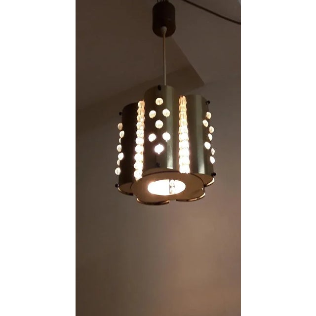 Vintage Ceiling Lamp with Brass Body and Glass Hanging, 1970s For Sale - Image 6 of 7