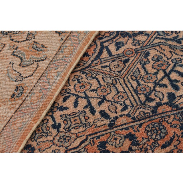 Salmon Antique Tabriz Persian Rug With Salmon Tone Medallion and Florals | Rug & Kilim For Sale - Image 8 of 8