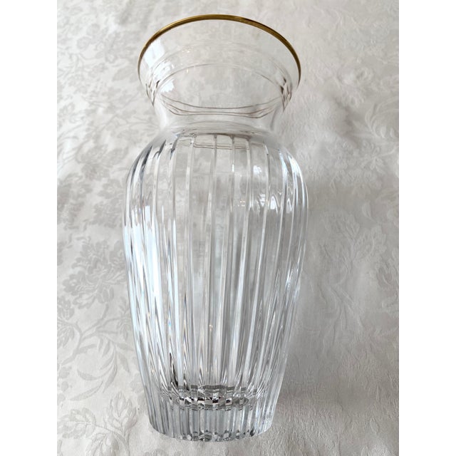 Late 20th Century Elegant Waterford Clear Crystal With Gold Rim Marquis Hanover Gold 10 1/8 inches in height and 5 1/8...