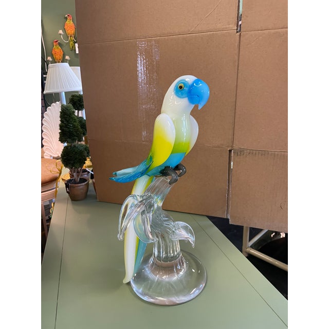 1980s 1980s Formia Murano "Andromeda" Parrot Sculpture on Perch For Sale - Image 5 of 10