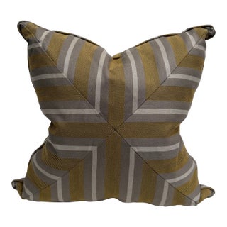 Mitered Cut Stripe Reversible Decorative Pillow For Sale