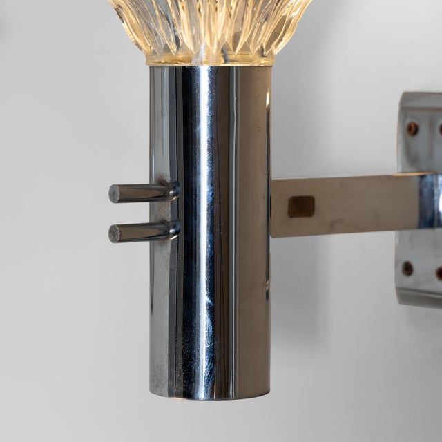 1960s Nickel-Plated Brass and Printed Glass Sconce, 1960 For Sale - Image 5 of 9
