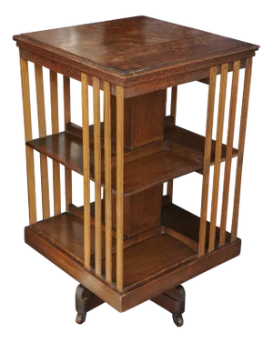 Edwardian Revolving Two-Tier Oak Bookcase
