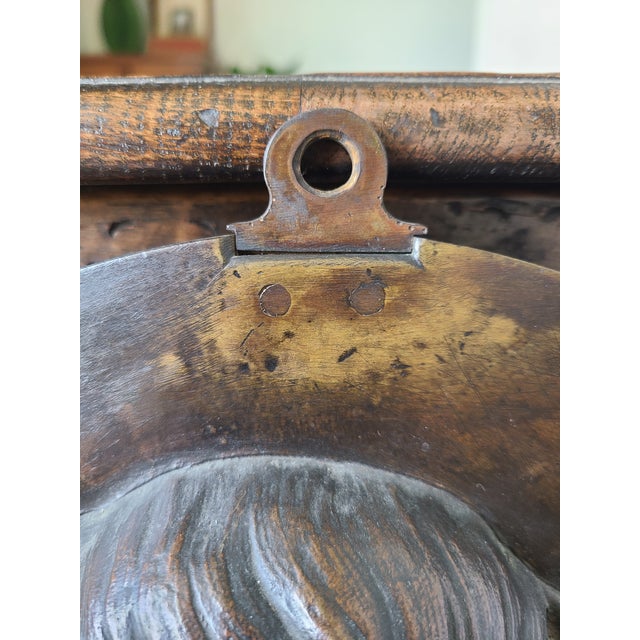 Early 20th Century Antique Oval Bronze Bas-Relief Wall Plaque Portrait of a Nude Maiden For Sale - Image 5 of 16