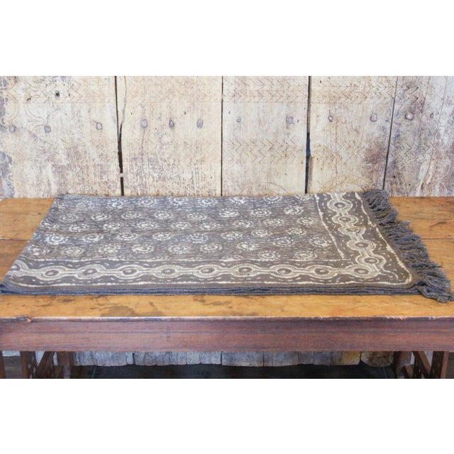 Boho Chic Sun Taupe Batik Throw For Sale - Image 3 of 6