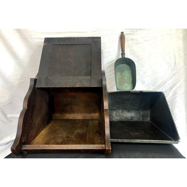 19th Century Antique Three-Piece Wooden Coal Scuttle For Sale - Image 5 of 8