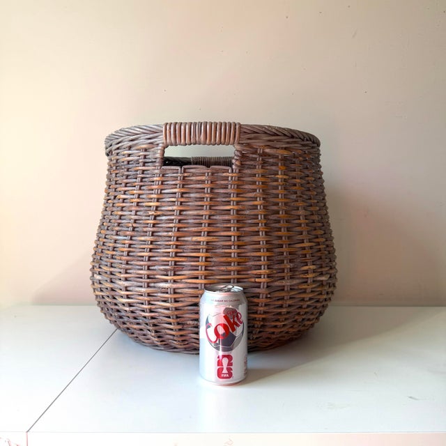 Wood Late 20th Century Willow Vine Weft Blanket Basket For Sale - Image 7 of 7