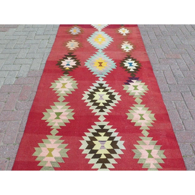 Vintage Turkish Kilim Rug - 45" X 100" For Sale - Image 9 of 12