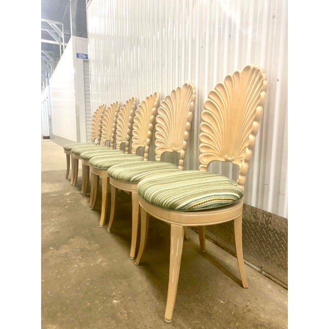 Hollywood Regency 1970s Venetian Grotto-Style Scalloped Shell-Back Dining Chairs For Sale - Image 3 of 12