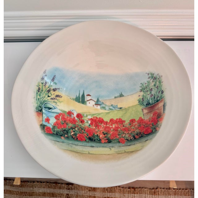 Charming large ceramic centerpiece bowl by Ceramica Cuore, designed and made in Italy. The wide, shallow bowl features a...