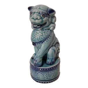 Vintage Porcelaine Blue Foo Dog Lion Chinese Art