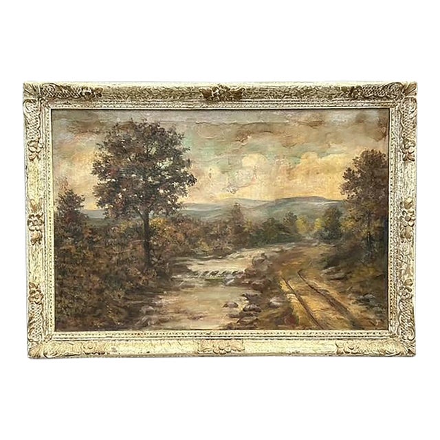 Vintage Original Landscape Oil Painting on Canvas For Sale