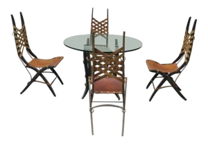 Mid Century Italian Modernist Dining Set by Alberto Marconetti Like Bugatti - Set of 5
