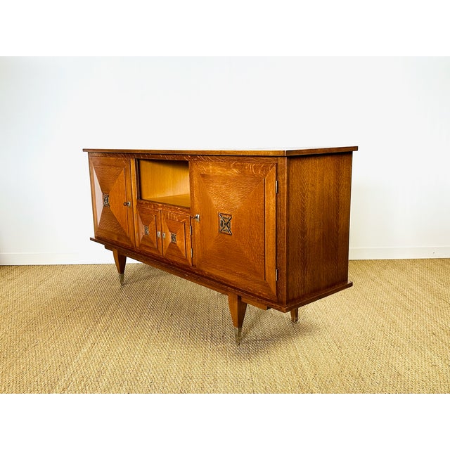 1950s Art Deco French Oak Sideboard by Jacques-Émile Ruhlmann, 1950s For Sale - Image 5 of 13