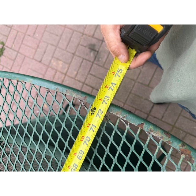 Metal Vintage Green Metal Mesh Outdoor Patio Table For Sale - Image 7 of 9