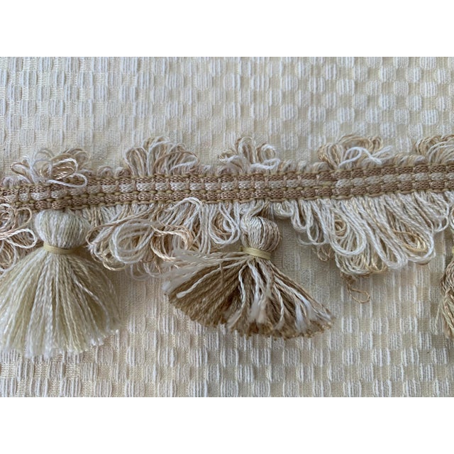Robert Allen Cream and Beige Scallop tape with Tassel. Name: Juliette Width: 2 inches Length: 148.5 inches