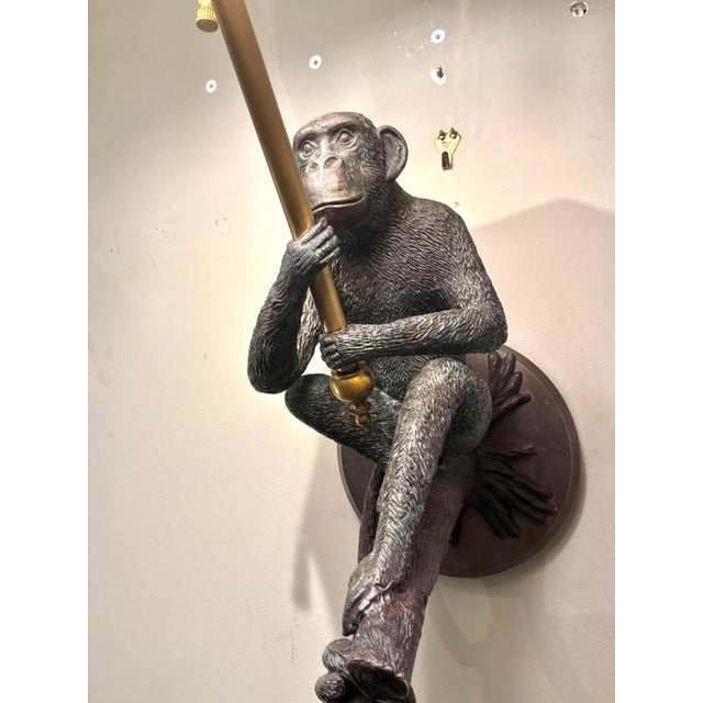 Maitland-Smith Bronze and Penshell Monkey Sconcess Pair For Sale - Image 12 of 12