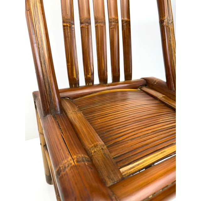 Vintage Mid Century High-Back Bamboo Side Chair With Sculptural Silhouette For Sale - Image 13 of 17