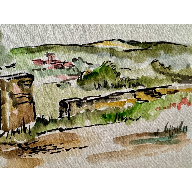 Rustic Henry Emil Salloch Original Watercolor on Paper Old Wayside Cross, 1972. For Sale - Image 3 of 9
