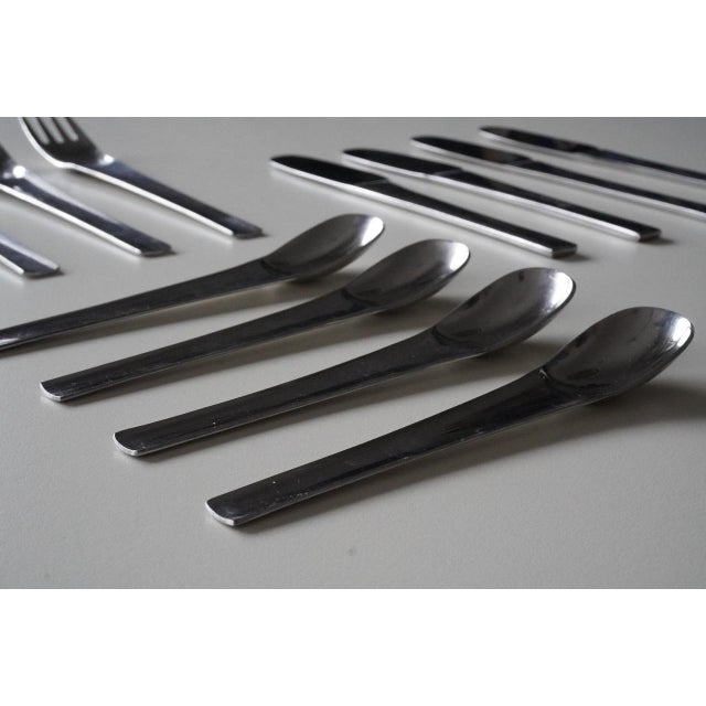 Silver Linea 72 Alitalia Flatware by Joe Colombo & Ambrogio Pozzi, 1972, Set of 12 For Sale - Image 8 of 13