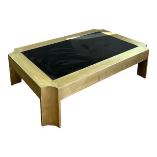 Vintage Boho Notched Brass Coffee Table For Sale