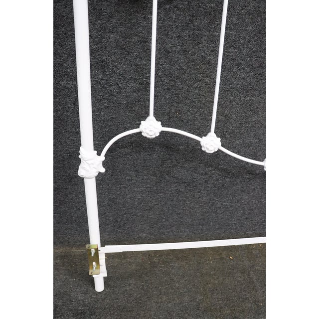 Victorian Style White Iron and Brass Twin Bed Headboard For Sale - Image 9 of 13