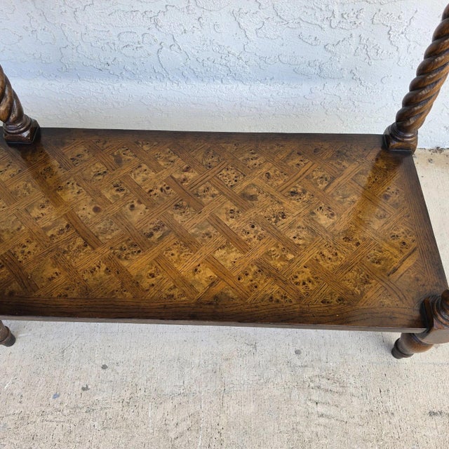 Theodore Alexander Burl Parquetry Console Table With 4 Drawers For Sale - Image 14 of 18