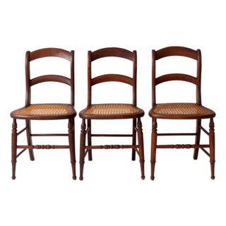 Antique Cane Seat Dining Chairs Set of 3 For Sale