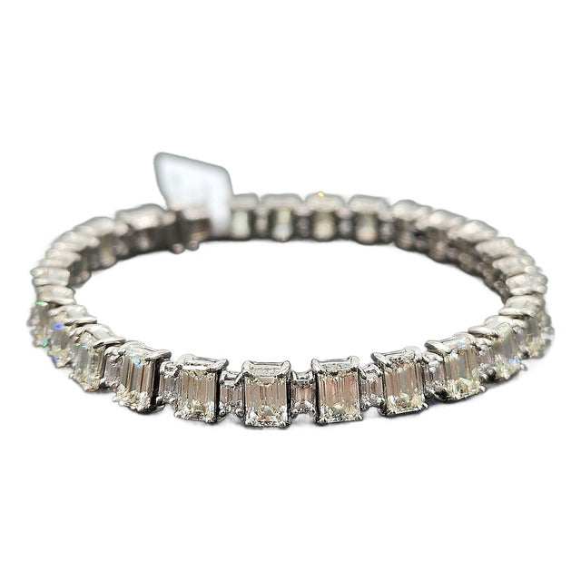 17.55 Ct Emerald Cut & Baguette Bracelet For Sale