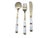 Brass Mother of Pearl & Brass Thailand Flatware Small Spoon Fork & Knife Set of 15 For Sale - Image 8 of 9