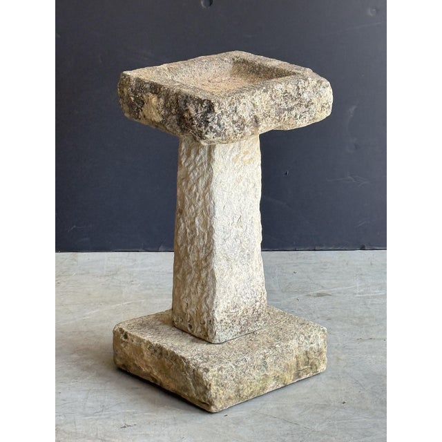 Stone English Garden Stone Square Bird Bath For Sale - Image 7 of 10