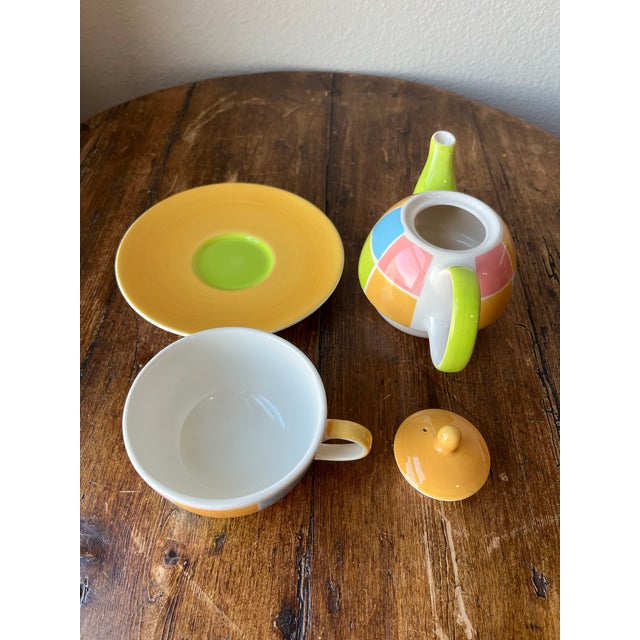 Ceramic HuesNBrews Tea for One Colorful Mosaic Pattern or Design, Single Serve Tea Set For Sale - Image 7 of 8