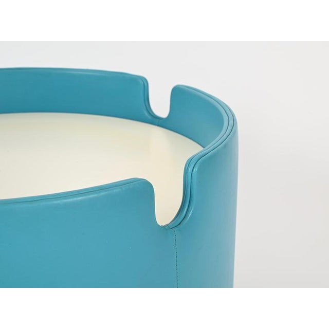Dilly Dally Pouf in Turquoise Leather by L. Massoni for Poltrona Frau, Italy, 1968 For Sale - Image 13 of 14