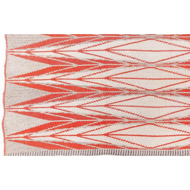 Vintage Double Sided Swedish Flat Weave Rug Size: 4'0" × 6'4" (121 × 193 cm) This striking vintage Swedish flat weave rug...